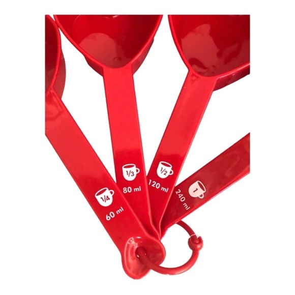 4piece Red Heart shaped plastic baking cooking measuring cups‎ set new - Picture 4 of 11